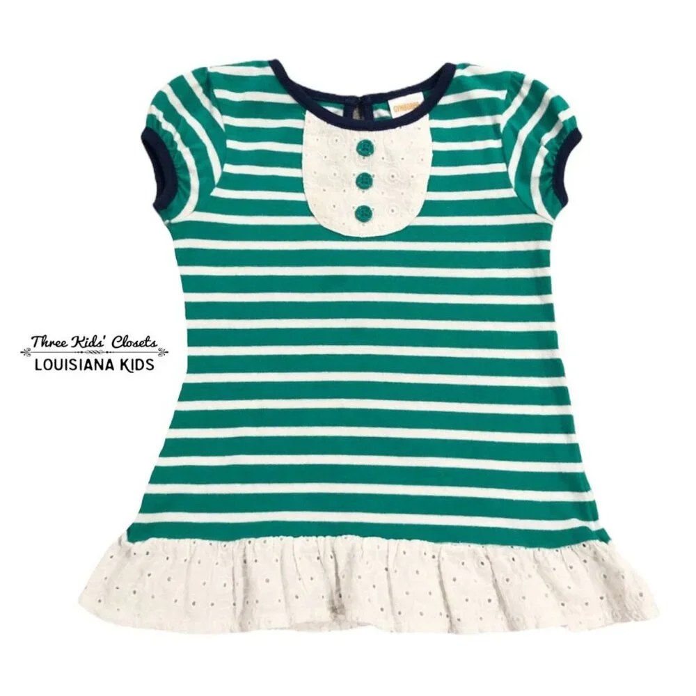 Gymboree 3T Stripes & Eyelet Ruffle Tunic Top